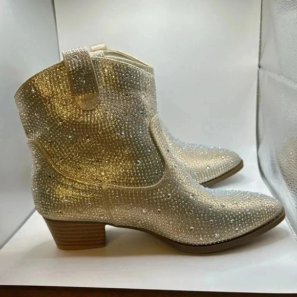 NWOT Kids  Bling Rhinestone Cowboy Cowgirl Western Ankle Boot Booties. Size 4 - Picture 6 of 10